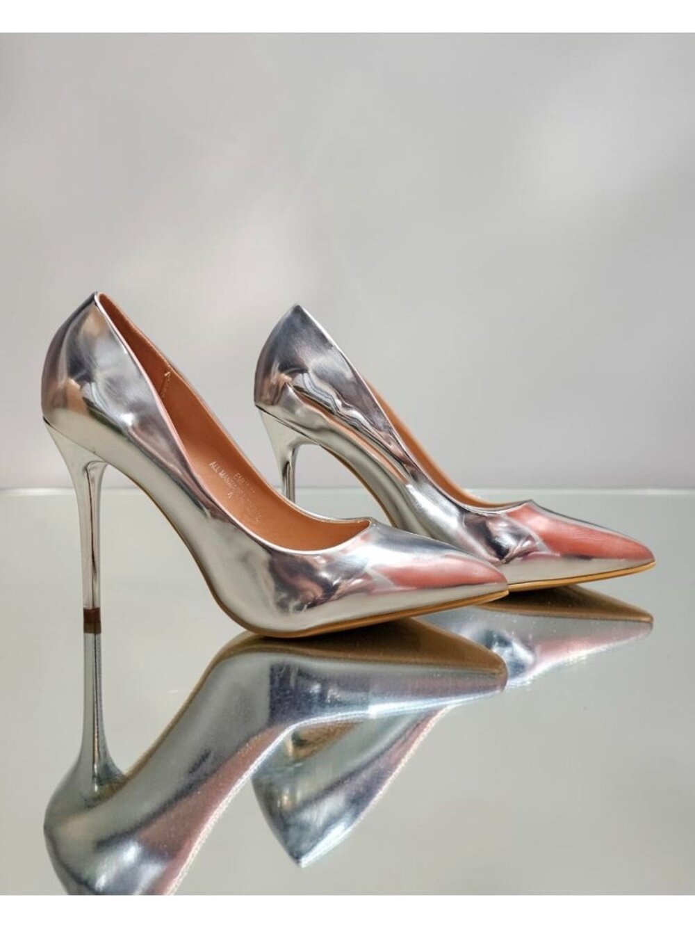 Silver Metallic Pointed Toe Stiletto Heels
